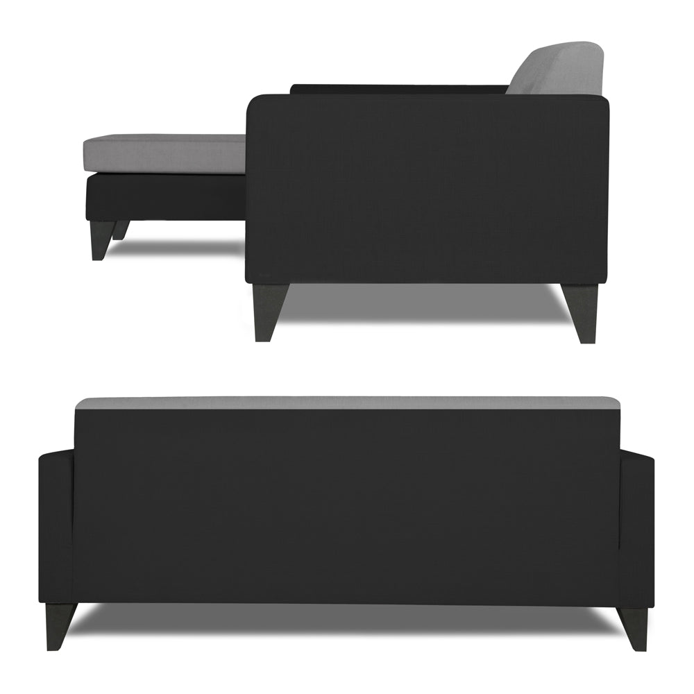 Adorn India Aladra L Shape Decent 5 Seater Sofa Set (Left Hand Side) (Grey & Black)