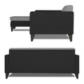 Adorn India Aladra L Shape Decent 5 Seater Sofa Set LHS (Grey & Black) (3 Year Warranty)