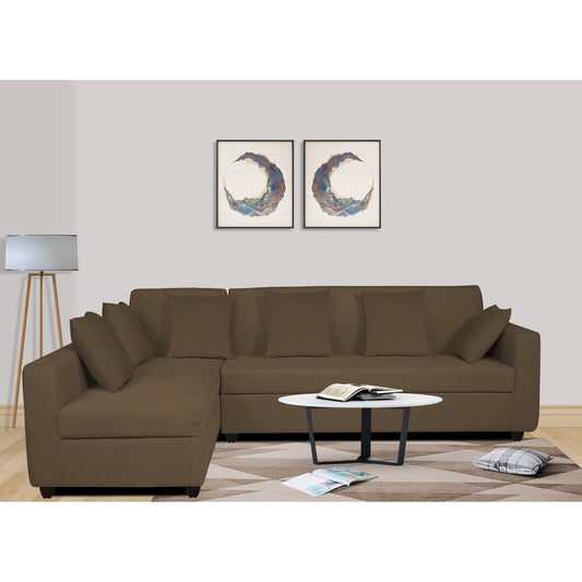 Adorn India Rio Decent L Shape 6 Seater corner Sofa Set (Left Side Handle) (Brown)
