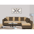 Adorn India Rio Decent L Shape 6 Seater Sofa Set Right Side Handle (Brown & Beige) (3 Year Warranty)