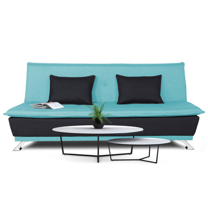 Adorn India Exclusive Two Tone Arden Three Seater Sofa Cum Bed (Aqua Blue & Black)