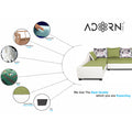 Adorn India Aliana L Shape Leatherette Fabric 6 Seater Sofa Set LHS (Green & White) (3 Year Warranty)