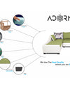 Adorn India Aliana L Shape Leatherette Fabric 6 Seater Sofa (Left Side Handle)(Green & White)