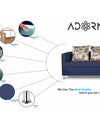Adorn India Alita 3 Seater Compact Sofa (Blue)