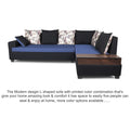 Adorn India Orlando Fabric L Shape Sofa (Black & Blue)