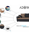 Adorn India Orlando Fabric  L Shape 6 seater Sofa  set (Black & Camel)