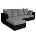 Zink Straight line L Shape 5 Seater Sofa Plain Cushion (Left Side Handle)(Grey & Black)