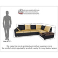 Adorn India Orlando Fabric L Shape 6 seater Sofa  set (Black & Beige)