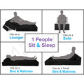 1 Seater Sofa Cum bed Easy 3x6 (Black and Grey)