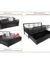 Adorn India Polar Black Metal Three Seater Sofa Cum Bed with Storage (6 x 5) (Dark Grey)