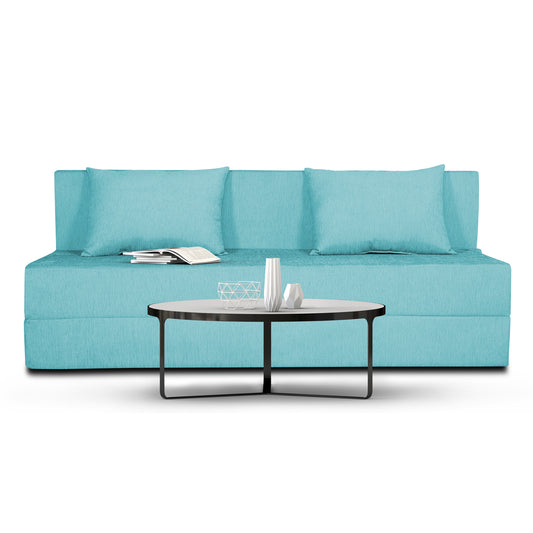 Adorn India Easy Three Seater Sofa Cum Bed Alyn 6'x 6' (Aqua Blue)