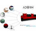 Adorn India Adillac 5 Seater Corner Sofa(Right Side)(Red) d & Black