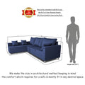 Straight Line L Shape Sofa (Left Side Handle) (Blue)