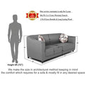 Adorn India Brisco 3 Seater Sofa (Light Grey), Wood, Foam