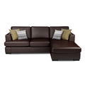Adorn India Tiverton 6 Seater Corner Sofa Leatherette Right Hand Side (Brown)