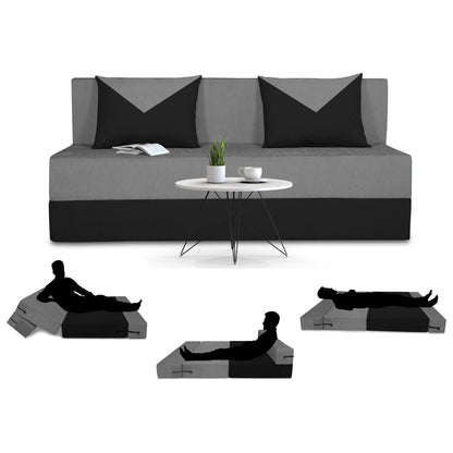 Adorn India Easy Boom 3 Seater Sofa Cum Bed 5 x 6 (Grey & Black)
