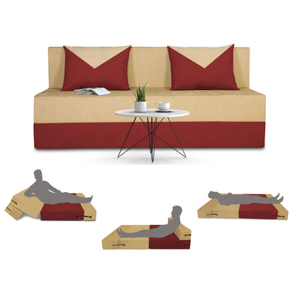 Adorn India Easy Boom 3 Seater Sofa Cum Bed 5 x 6 (Maroon & Beige)