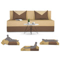 Adorn India Foam Easy Boom 3 Seater Sofa Cum Bed 5 X 6 (Brown & Beige) (1 Year Warranty)