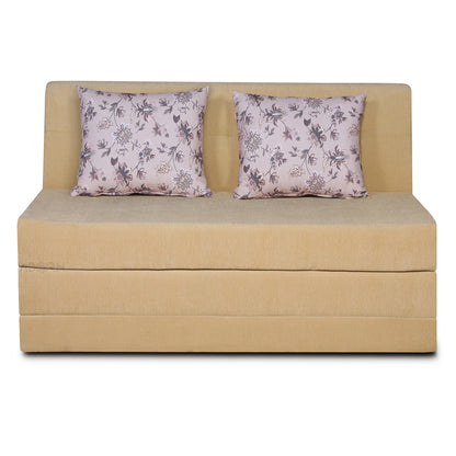 Adorn India Easy Highback Two Seater Sofa Cum Bed Floral 4' x 6' (Beige)
