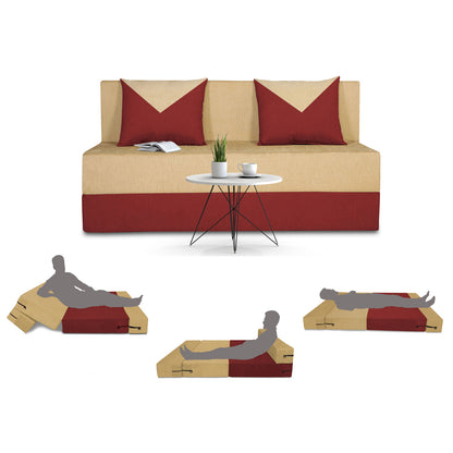 Adorn India Easy Boom 2 Seater Sofa Cum Bed 4 x 6 (Maroon & Beige)