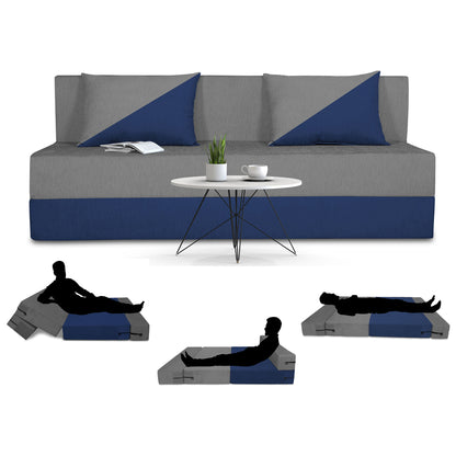Adorn India Easy Desmond 3 Seater Sofa Cum Bed 6 x 6 (Blue & Grey)