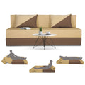 Adorn India Foam Easy Desmond 4 Seater Sofa Cum Bed 6 X 6 (Brown & Beige) (1 Year Warranty)