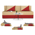 Adorn India Easy Desmond 4 Seater Sofa Cum Bed 6 x 6 (Red & Beige) (1 Year Warranty)