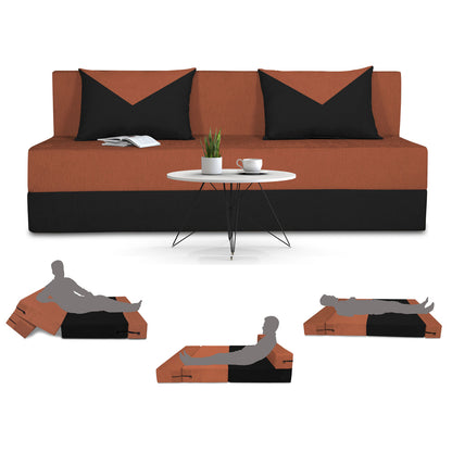 Adorn India Easy Boom 3 Seater Sofa Cum Bed 6 x 6 (Rust & Black)