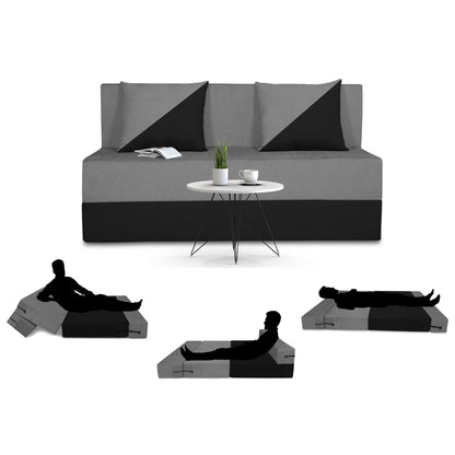 Adorn India Easy Desmond 2 Seater Sofa Cum Bed 4 x 6 (Grey & Black)