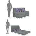 Adorn India Easy Highback Three Seater Sofa Cum Bed Floral 6' x 6' (Grey) (1 Year Warranty)