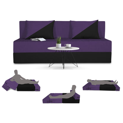 Adorn India Easy Desmond 3 Seater Sofa Cum Bed 5 x 6 (Purple & Black)