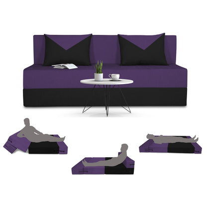 Adorn India Easy Boom 3 Seater Sofa Cum Bed 5 x 6 (Purple & Black)