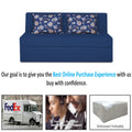 Adorn India Easy Highback Three Seater Sofa Cum Bed Floral 5' x 6' (Blue) (1 Year Warranty)