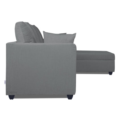 Adorn India Zink Straight line L Shape 6 Seater Sofa Plain Cushion(Grey)