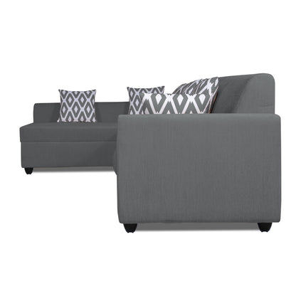 Adorn India Rio Highback L Shape 6 Seater corner Sofa Set (Left Side Handle)(Grey)