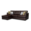 Adorn India Tiverton 6 Seater Corner Sofa Leatherette Left Hand Side (Brown)