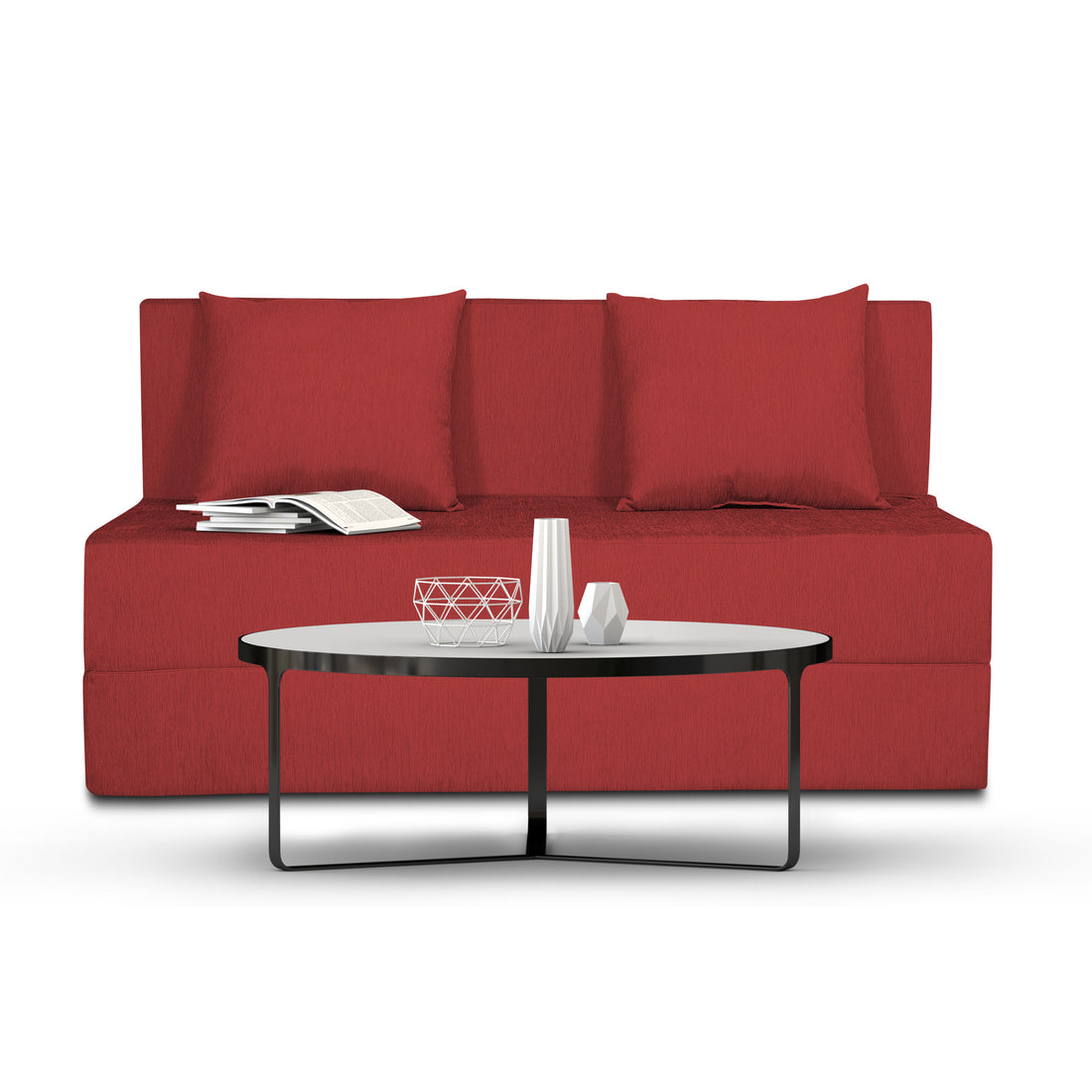 Adorn India Foam Easy 2-Person Sofa Cum Bed Alyn 4'X 6' (Maroon) (1 Year Warranty)