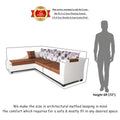 Adorn India Aliana L Shape Leatherette Fabric 6 Seater Sofa Set LHS (Rust & White) (3 Year Warranty)