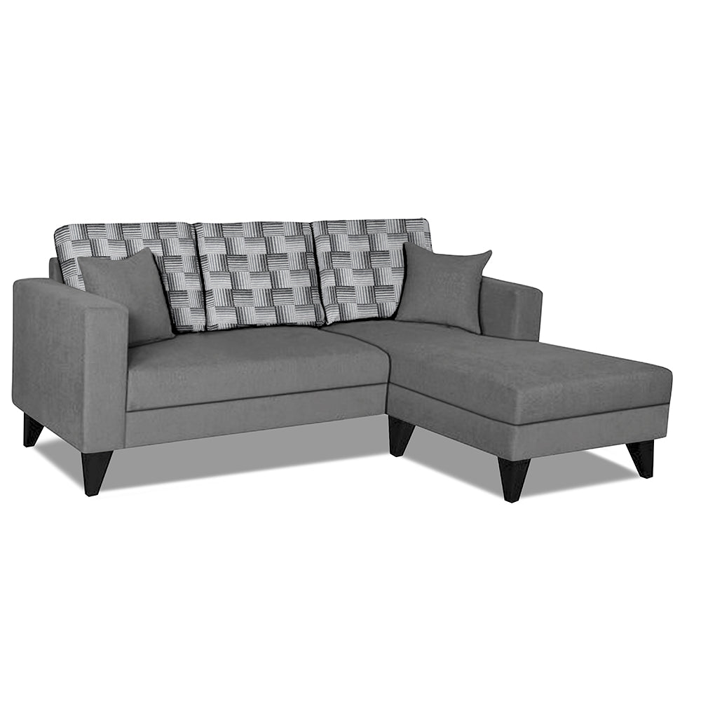 Adorn India Berlin Bricks L Shape 4 Seater Sofa Set (Right Hand Side) (Grey) Martin Plus