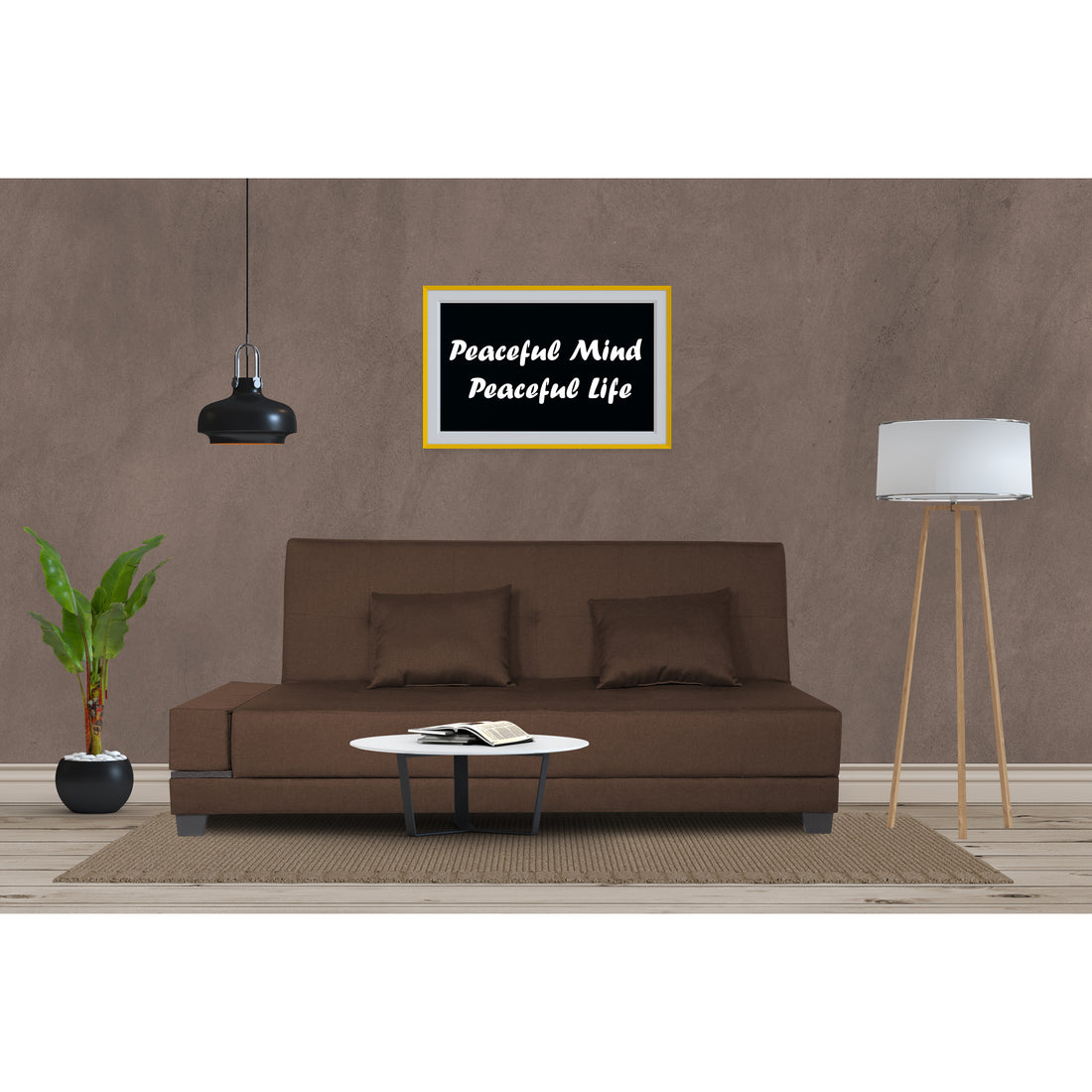 3 Seater Sofa Cum Bed Blake (Brown), Wood, Foam