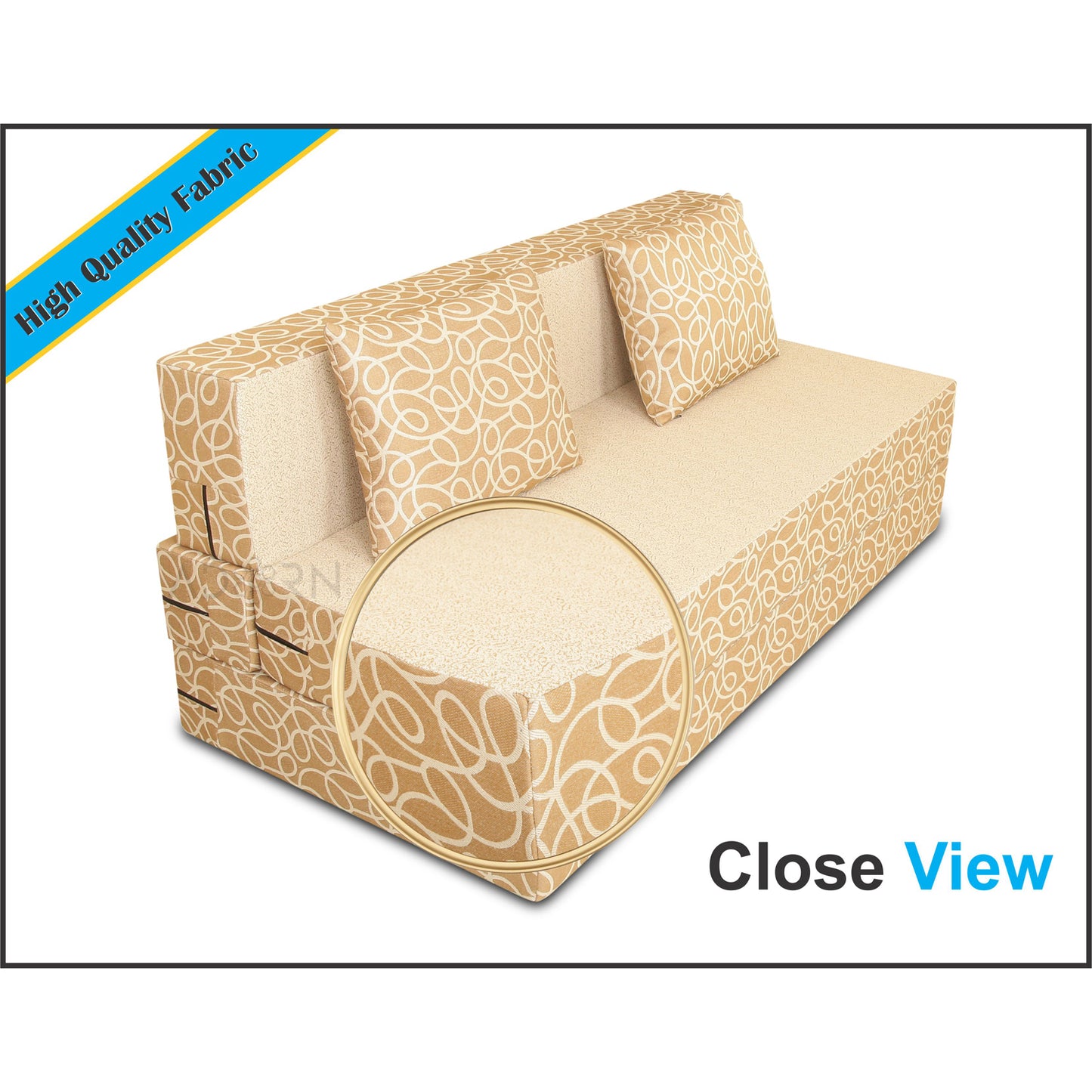 Adorn India Easy Three Seater Sofa Cum Bed Poly Cotton (Beige) 5'X6'
