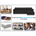 Adorn India Alexander L Shape 7 Seater Sofa Set with Ottoman Puffy RHS (Black) (3 Year Warranty)