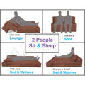 Adorn India Easy 2 Seater Sofa Cum Bed Alyn 4'x 6' (Brown) (1 Year Warranty)