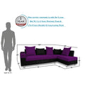 Adorn India Adillac 5 Seater Corner Sofa(Right Side)(Dark Purple & Black), Wood, Foam
