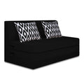 Adorn India Easy Highback Three Seater Sofa Cum Bed Rhombus 5' x 6' (Black) (1 Year Warranty)