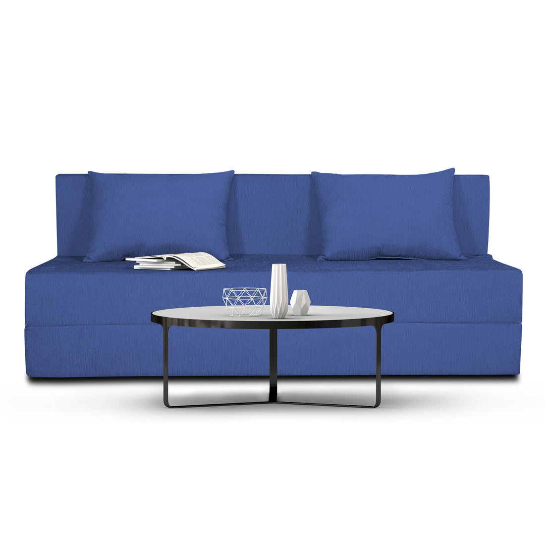 Adorn India Easy Three Seater Sofa Cum Bed Alyn 6'x 6' (Dark Blue)