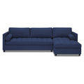 Adorn India Alexander L Shape 7 Seater Sofa Set with Ottoman Puffy RHS (Dark Blue) (3 Year Warranty)