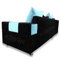 Adorn India Adillac 5 Seater Corner Sofa(Left Side Handle)(Light Blue & Black)