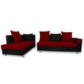 Adorn India Adillac 5 Seater Corner Sofa(Left Side Handle)(Maroon & Black), Wood, Foam