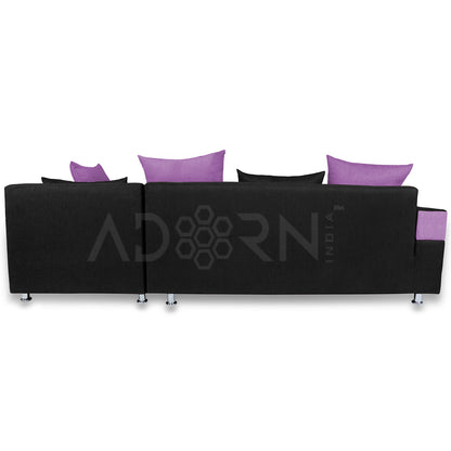 Adorn India Adillac 6 Seater Corner Sofa(Right Side)(Light Purple & Black)